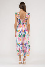Load image into Gallery viewer, Brush Stroke Ruffle Sleeve Maxi-White