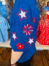 Load image into Gallery viewer, Patriotic Princess Embroidered Shirt- Blue