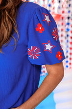 Load image into Gallery viewer, Patriotic Princess Embroidered Shirt- Blue