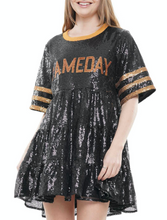 Load image into Gallery viewer, Game Day Sequin Dress - Black and Gold