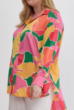 Load image into Gallery viewer, Curvy Gal Tulip Flowers Blouse- Pink/Yellow/Green