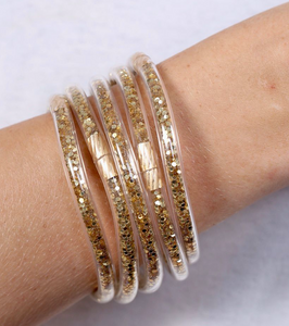 Katherine Set Of Five Glitter Bracelets Gold Sequin