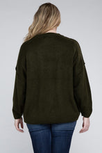 Load image into Gallery viewer, Plus Oversized Round Neck Raw Seam Melange Sweater