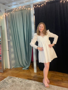 Sweetheart Long Sleeve Mini Dress - White