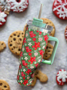 40 oz Christmas Tumbler -Gingerbread Green