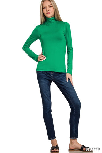 Basic Buttery Soft Turtle Neck -Kelly Green
