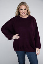 Load image into Gallery viewer, Plus Oversized Round Neck Raw Seam Melange Sweater