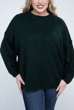 Load image into Gallery viewer, Plus Oversized Round Neck Raw Seam Melange Sweater