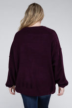 Load image into Gallery viewer, Plus Oversized Round Neck Raw Seam Melange Sweater