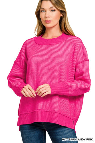 Free Yourself Crew Sweater - Hot Pink/Candy Pink