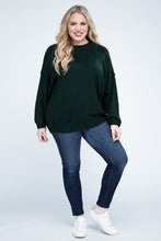 Load image into Gallery viewer, Plus Oversized Round Neck Raw Seam Melange Sweater