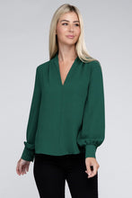 Load image into Gallery viewer, Woven Airflow V-Neck Long Sleeve Top