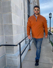 Load image into Gallery viewer, Men&#39;s Lux 1/4 Zip Waffle Pullover- Rust