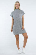 Load image into Gallery viewer, Mock Neck Short Sleeve Sweater Dress with Pocket