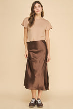 Load image into Gallery viewer, Satin Midi Skirt- Brown