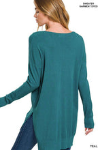 Load image into Gallery viewer, Hi-Low Hem V-Neck Center Seam Sweater