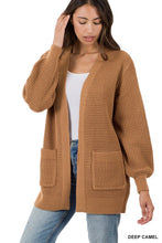 Load image into Gallery viewer, Low Gauge Waffle Open Cardigan Sweater