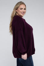 Load image into Gallery viewer, Plus Oversized Round Neck Raw Seam Melange Sweater