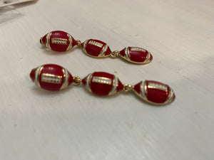 Red Football Dangle Earrings