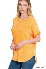 Load image into Gallery viewer, Washed Waffle Rolled Up Short Sleeve Top