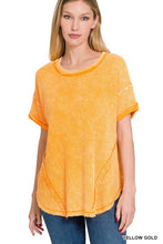 Load image into Gallery viewer, Washed Waffle Rolled Up Short Sleeve Top