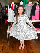 Load image into Gallery viewer, Girls Scattered Dot LS Dress Pocket Twirl Dress