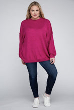 Load image into Gallery viewer, Plus Oversized Round Neck Raw Seam Melange Sweater