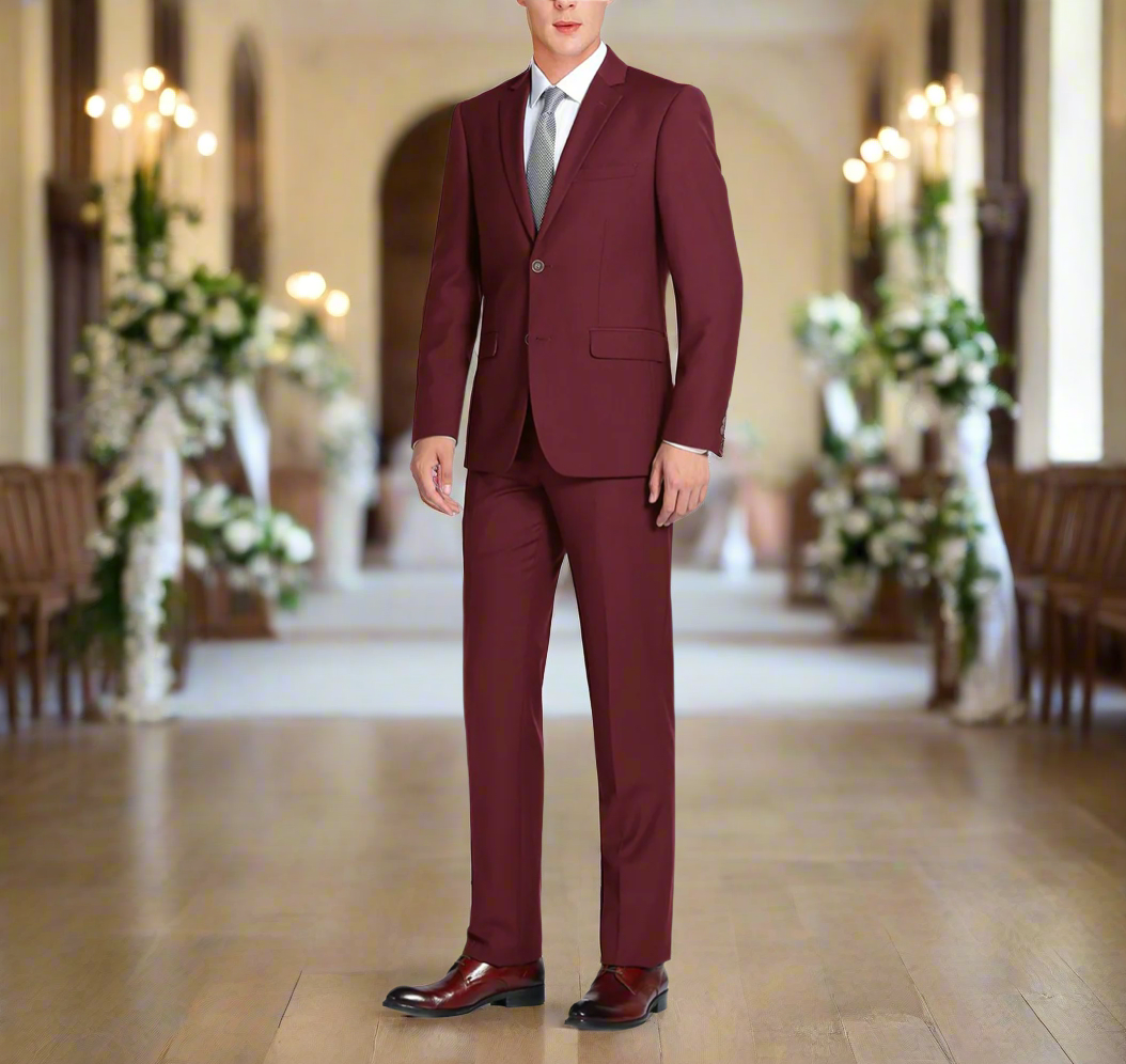 Renoir Suit 201-3 Burgandy