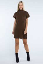 Load image into Gallery viewer, Mock Neck Short Sleeve Sweater Dress with Pocket