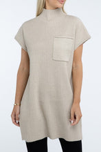 Load image into Gallery viewer, Mock Neck Short Sleeve Sweater Dress with Pocket