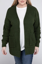 Load image into Gallery viewer, Plus Low Gauge Waffle Open Cardigan Sweater