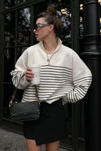 Load image into Gallery viewer, Striped half zip sweatshirt