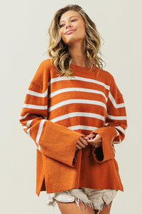 Ribbed Hem Stripe Sweater