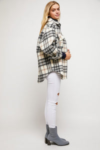 MULTI COLOR PLAID PATCHED SHIRT JACKET