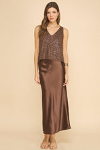 Load image into Gallery viewer, Satin Midi Skirt- Brown