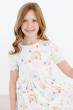Load image into Gallery viewer, Water Color Rainbows SS Twirl Dress