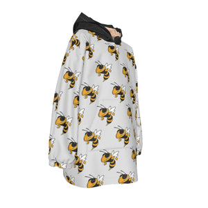 Yellow Jacket Mini Check Kid's Sherpa Fleece Hoodie Blanket