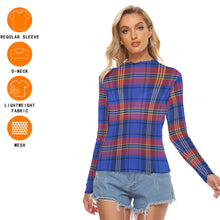 Load image into Gallery viewer, Blue Plaid Women's Mesh T-shirt