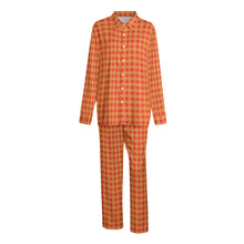 Load image into Gallery viewer, Red and Yellow Gingham Unisex Imitation Silk Shirt Suit