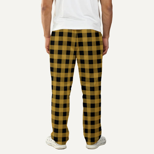 Black and Gold Gingham Men's Pajama Pants