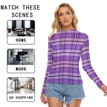 Load image into Gallery viewer, Purple Plaid Women's Mesh T-shirt