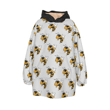 Load image into Gallery viewer, Yellow Jacket Mini Check Kid&#39;s Sherpa Fleece Hoodie Blanket