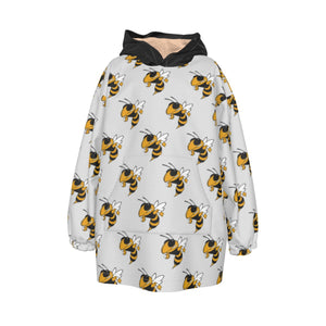 Yellow Jacket Mini Check Kid's Sherpa Fleece Hoodie Blanket