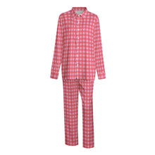 Load image into Gallery viewer, Pink Gingham Unisex Imitation Silk Shirt Suit