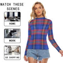 Load image into Gallery viewer, Blue Plaid Women's Mesh T-shirt