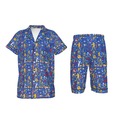 All-Over Print Kid's Imitation Silk Short Pajamas