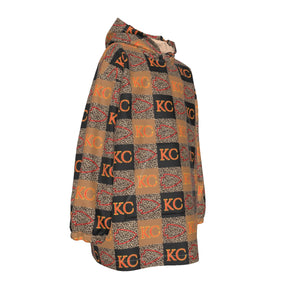 KC Leopard Check “Kid's” Sherpa Fleece Hoodie Blanket