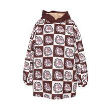 Load image into Gallery viewer, Rolla Bulldog Check Kid&#39;s Sherpa Fleece Hoodie Blanket