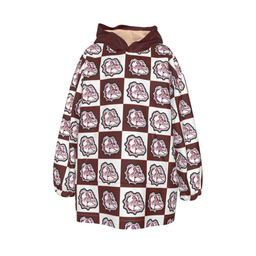 Rolla Bulldog Check Kid's Sherpa Fleece Hoodie Blanket