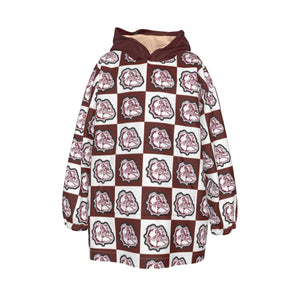 Rolla Bulldog Check Kid's Sherpa Fleece Hoodie Blanket